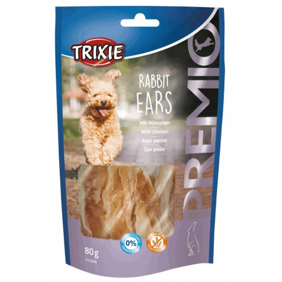 Trixie PREMIO Rabbit Ears - jutalomfalat (töltött nyúlfül) 80g