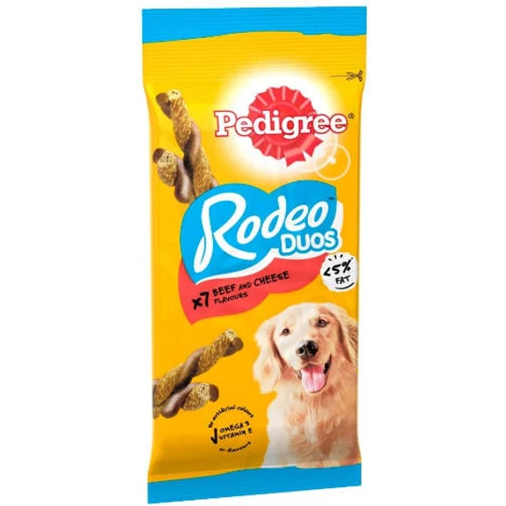 Pedigree Rodeo Duos - jutalomfalat (marha,sajt) kutyák részére (123g) 7db