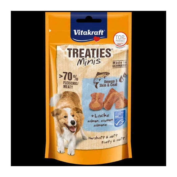 Vitakraft Treaties Minis salmos & Omega 3 - jutalomfalat (lazac,omega 3) kistestű kutyák részére (48g)