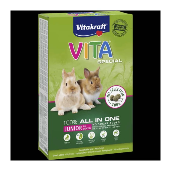 Vitakraft Vita Special Junior - Teljes értékű eleség (könnyen emészthető) fiatal nyulak részére (600g)