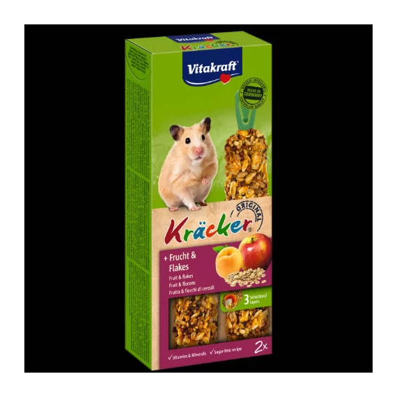 Vitakraft Kracker Dupla Rúd (gyümölcs,gabona) – kiegészítő eleség hörcsögök részére (2x56g)