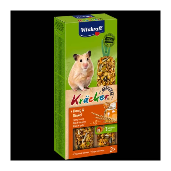 Vitakraft Kracker Dupla Rúd (méz,tönköly) – kiegészítő eleség hörcsögök részére (2x56g)