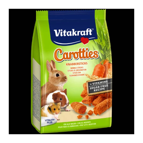 Vitakraft Mini Carotties (sárgarépa) - kiegészítő eleség kistestű rágcsálóknak (50g)
