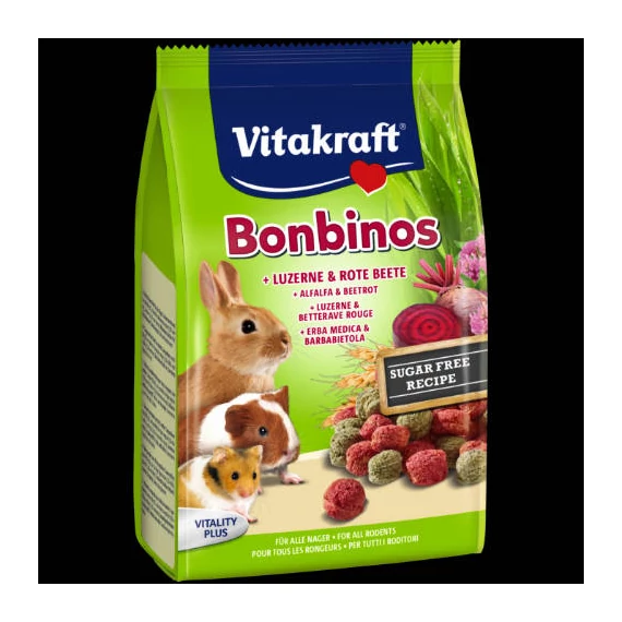 Vitakraft Bonbinos snack (lucerna,cékla) - kiegészítő eleség kistestű rágcsálóknak (40g)