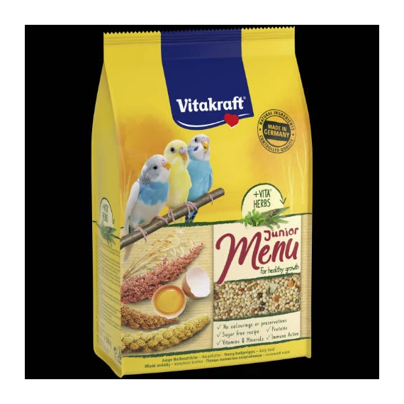 Vitakraft Junior Budgie Menu - teljes értékű eledel (hullámos papagájok részére) 500g