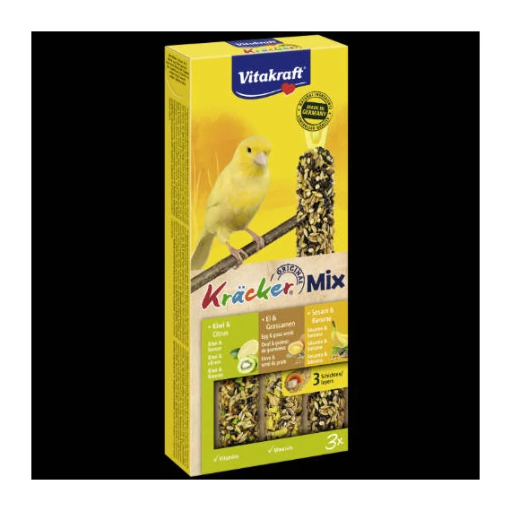 Vitakraft Kracker Tripla rúd (tojás,kiwi,banán) kiegészítő eleség Kanárik részére (90g)