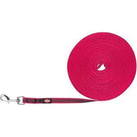 KT24: Trixie Tracking Leash, rubberized - nyomkövető póráz (pink) kiképzéshez (S-M) 15m/15mm