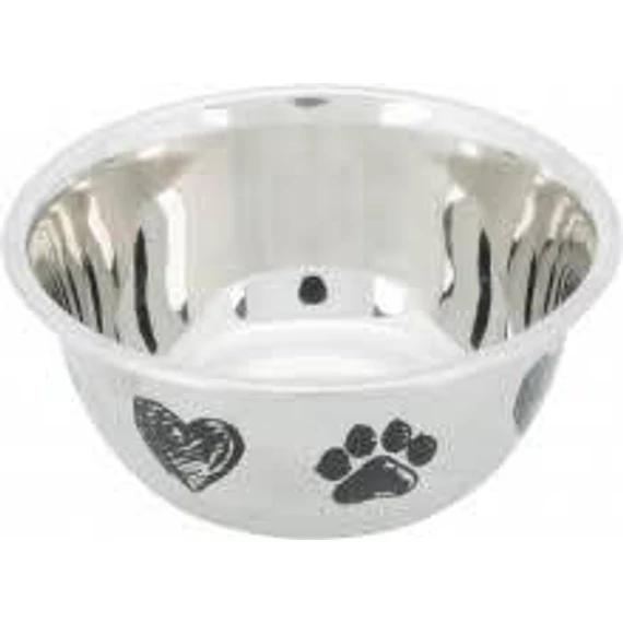 Trixie Stainless Steel Bowl - fém tál (szürke/fekete) kutyák részére (2,0l /Ø20cm)