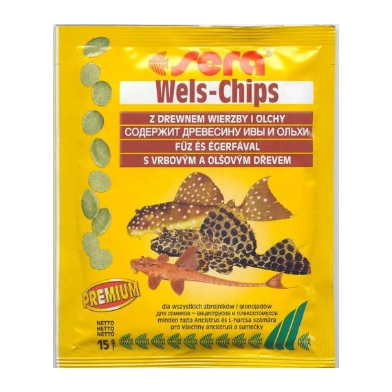 Sera Wels-Chips Nature - táplálék (süllyedő) díszhalak számára (15g)