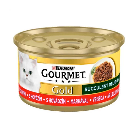 GOURMET GOLD Succulent Delights - Nedves eledel (marha) macskák részére (85g)