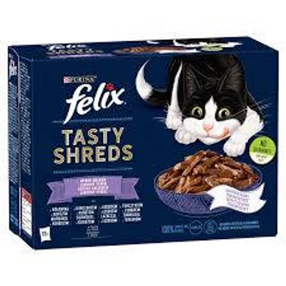 Felix Tasty Shreds (vegyes válogatás - szószban) alutasakos - macskák részére (12x80g)