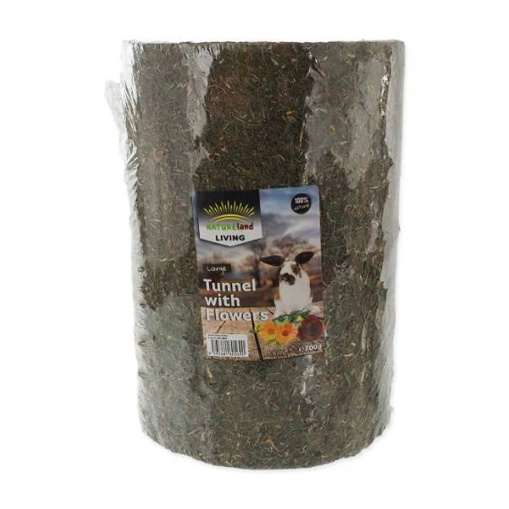 NatureLand Living - kiegészítő takarmány (széna alagút,virágokkal) rágcsálók részére (30x21cm)