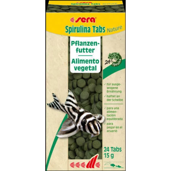 Sera Nature Spirulina (süllyedő) - tablettás táplálék édes- és tengervizi díszhalak számára (15g/24 db tabletta)