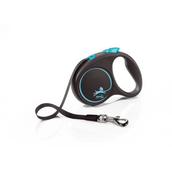 Flexi Black Design "S" (kék) - szalagos automata póráz (5m)