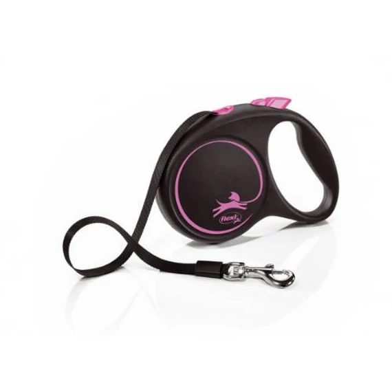 Flexi Black Design "M" (pink) - szalagos automata póráz (5m)
