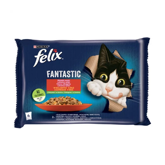 Felix Fantastic in jelly - alutasakos (csirke,paradicsom,marha,sárgarépa) nedves eledel aszpikban, (4x85g)