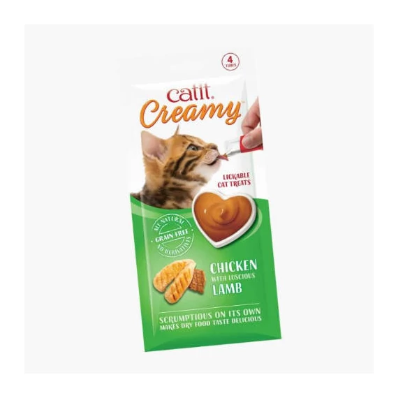 Catit Creamy chicken - jutalomfalat krém (csirke,bárány) macskák részére (4x10g)