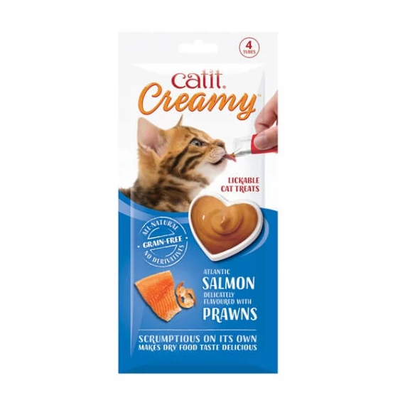 Catit Creamy salmon&prawns - jutalomfalat krém (garnélás) macskák részére (4x10g)