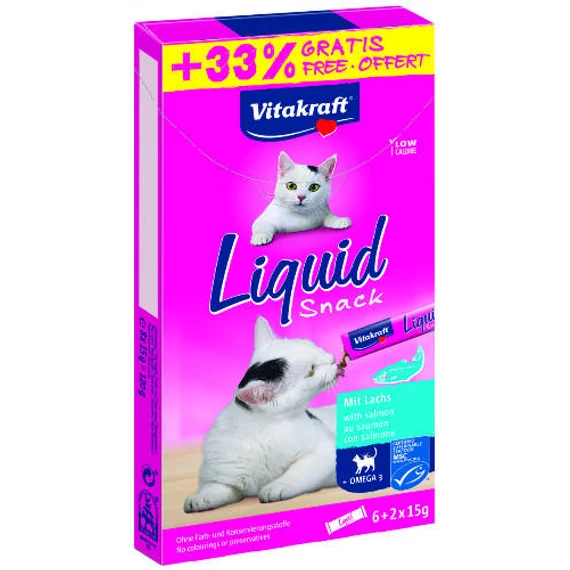 Vitakraft Cat Liquid Snack - jutalomfalat szósz (lazac) macskák részére (6+2x15g) +33%