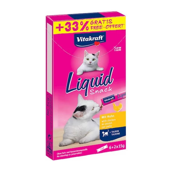 Vitakraft Cat Liquid Snack - jutalomfalat szósz (csirke) macskák részére (6+2x15g) +33%
