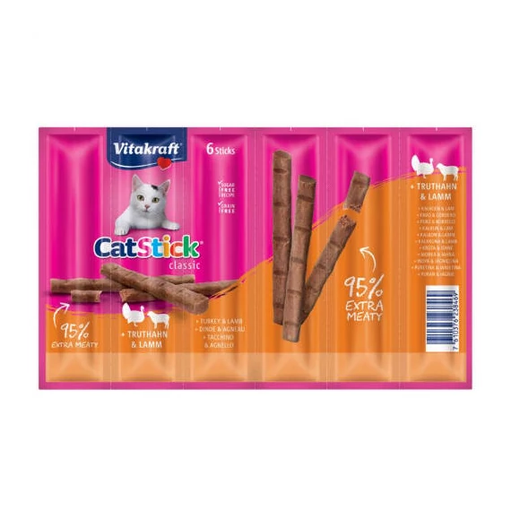 Vitakraft Cat Stick Classic - jutalomfalat (pulyka,bárány) macskák részére (6x6g)
