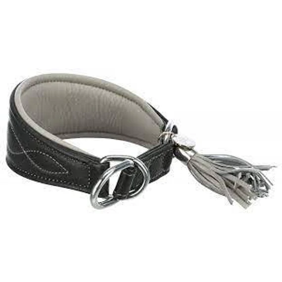 KT25.Trixie Active Comfort Sighthound - bőr nyakörv (fekete/szürke) agarak részére (XS)21–26 cm/40mm