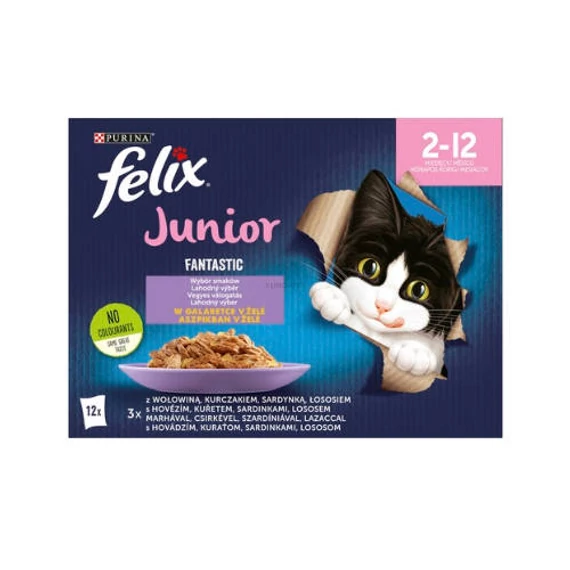 Felix Fantastic junior in jelly - alutasakos (marha,csirke,lazac,szardínia) aszpikban (12x85g)