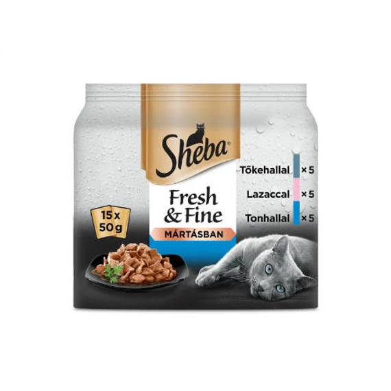 Sheba Adult Fresh&Fine in Gravy - alutasakos (tőkehal,lazac, tonhal, mártásban) macskák részére (15x50g)