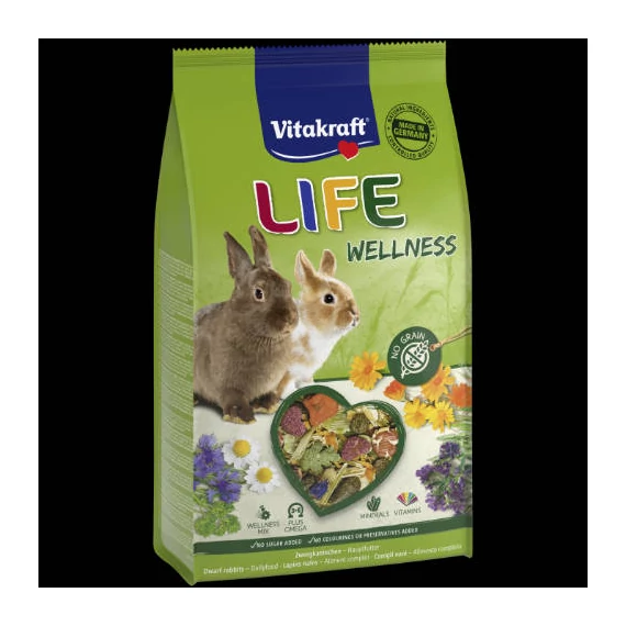Vitakraft life wellness - teljes értékű eledel (gabonamentes) törpenyulak részére (600g)