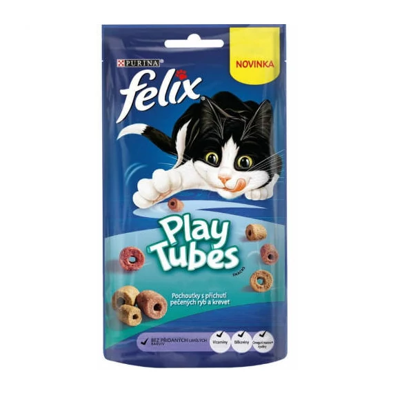 Felix Play Tubes - jutalomfalat (hal,Garnélarák) macskák részére (50g)