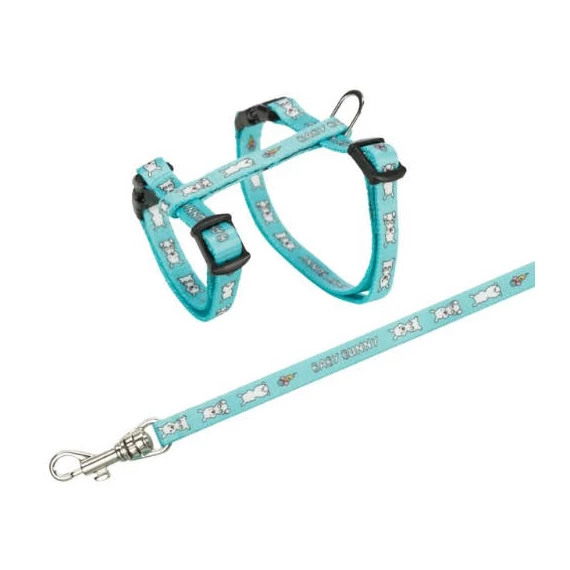 Trixie Small Hám és póráz szett - gyorscsattal (mintás,vegyes színek) törpe nyulak részére (20-33cm/8mm)