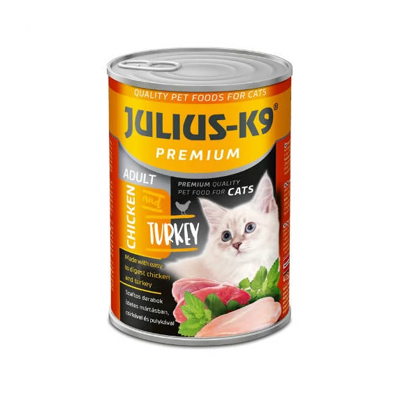 JULIUS - K9 macska - nedveseledel (csirke-pulyka) felnőtt macskák részére (415g)