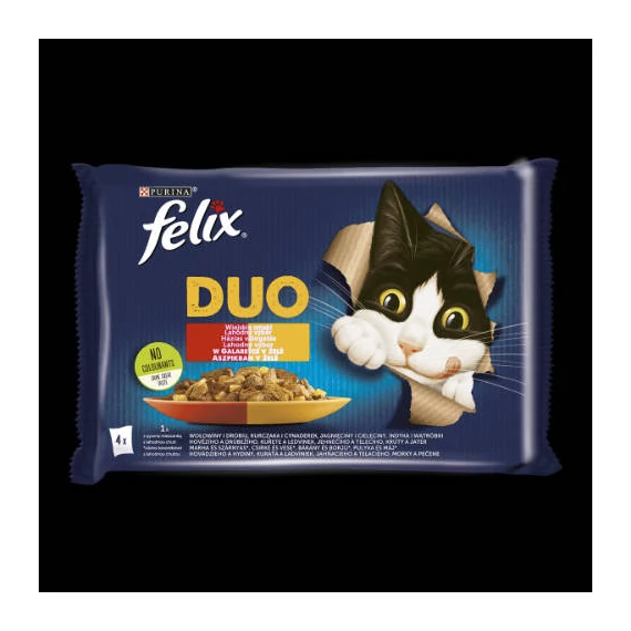 Felix Fantastic Duo Adult (házias válogatás - aszpikban) alutasakos - macskák részére (4x85g)