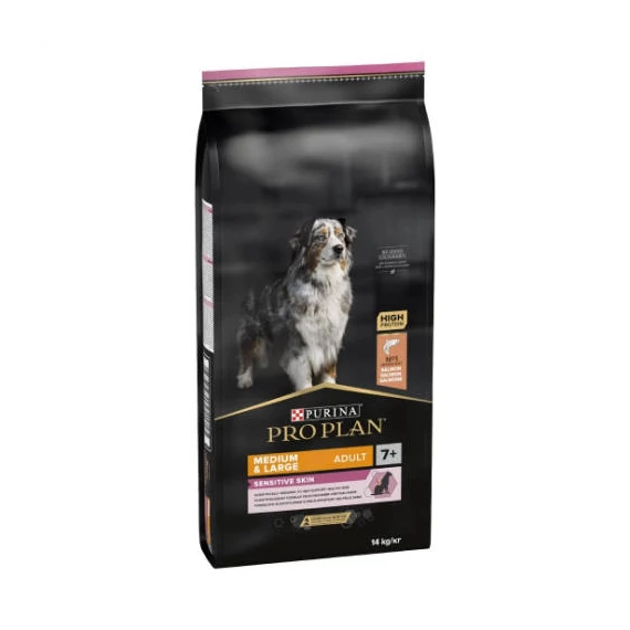PRO PLAN Medium & Large Adult 7+ Sensitive Skin - Szárazeledel (lazac) felnőtt kutyák részére (14kg)