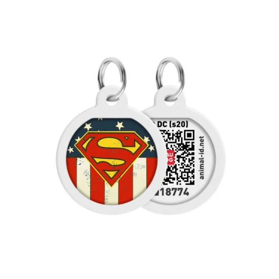 WAUDOG Smart ID QR - biléta ("Szuperman America" minta, QR kód) kisállatok részére (Ø25mm)