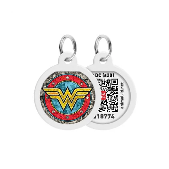 WAUDOG Smart ID QR - biléta ("Wonder Women 2" minta, QR kód) kisállatok részére (Ø25mm)