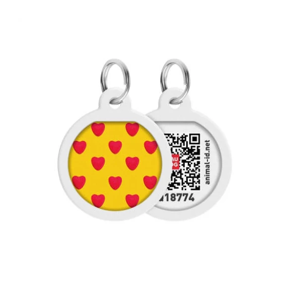 WAUDOG Smart ID QR - biléta ("Szív" minta, QR kód) kisállatok részére (Ø25mm)