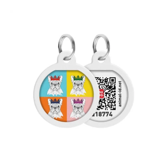 WAUDOG Smart ID QR - biléta (Francia Bulldog minta, QR kód) kisállatok részére (Ø25mm)