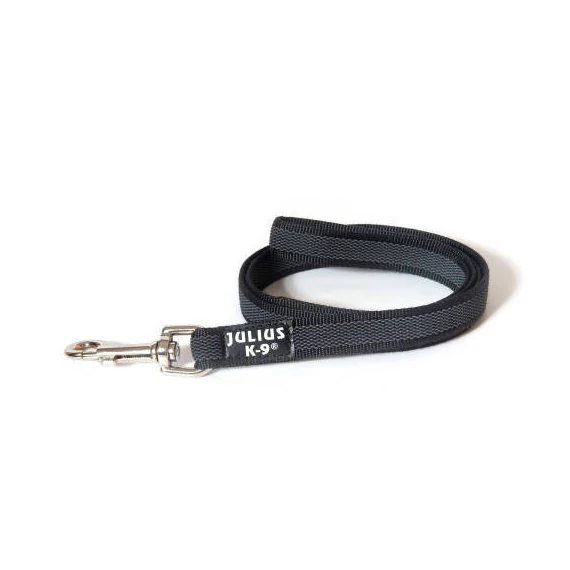 Julius K-9 Color&Gray póráz fogóval (fekete-szürke) 14mm/1,2m karikával