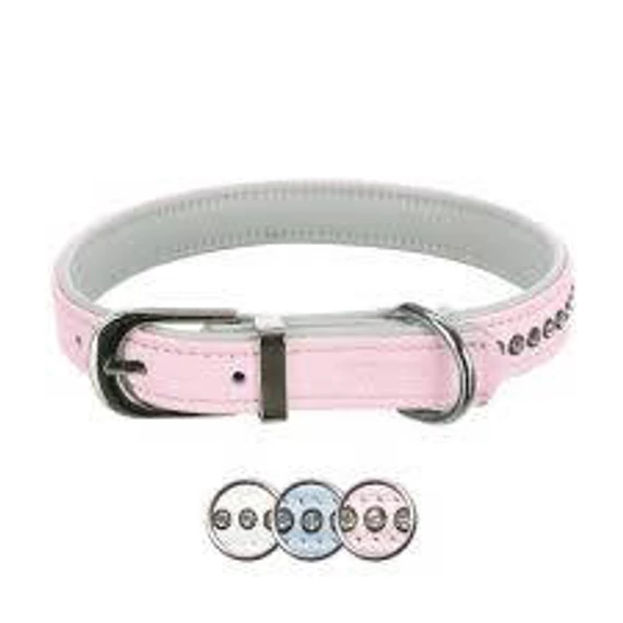 KT25.Trixie Collar with Rhinestones - nyakörv strasszokkal (pink) kutyák részére (XXS-XS) 17-21cm/12mm