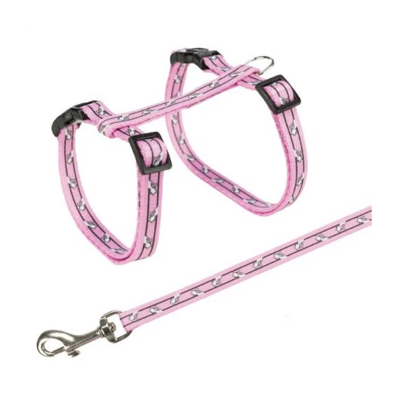 Trixie Harness with Lead - hám szett (mintás,több féle színben) macskák részére ( 27–45 cm/10mm, 1,20m)