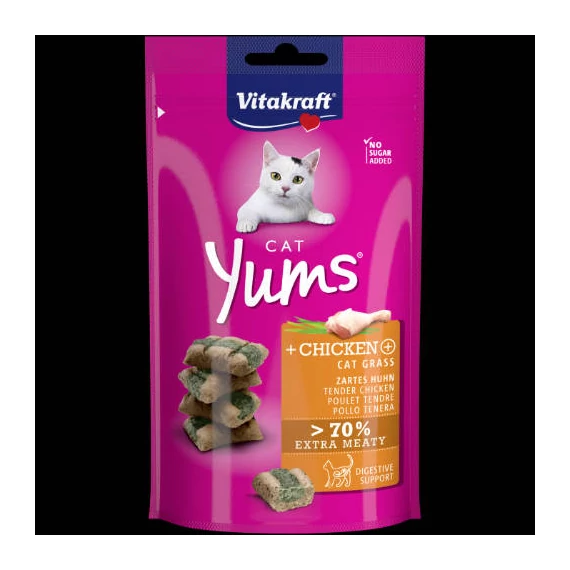 Vitakraft Cat Yums Snack - puha jutalomfalat (csirke,macskafű) macskák részére (40g)