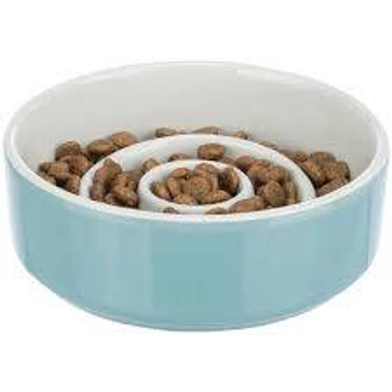 Trixie Slow feeding Ceramic Bowl - kerámia, evéslassító tál (szürke,kék) kutyák részére (0,45l /ø14cm)