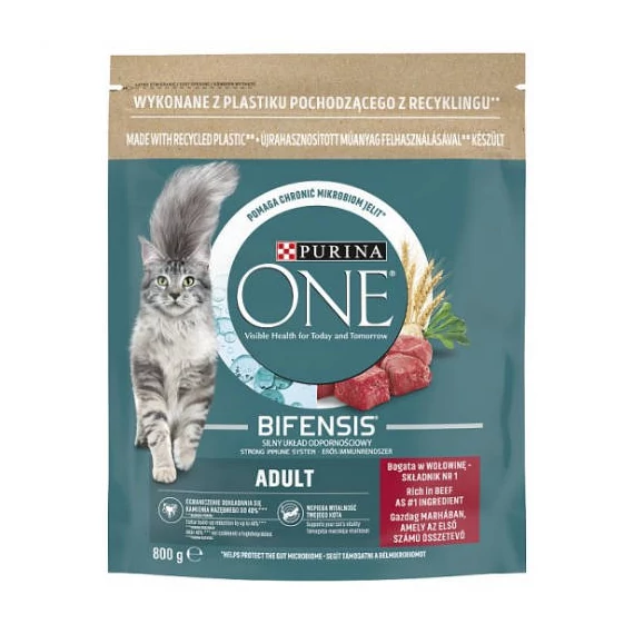Purina ONE Adult Bifensis (marha,gabona) száraztáp felnőtt macskák részére (800g)