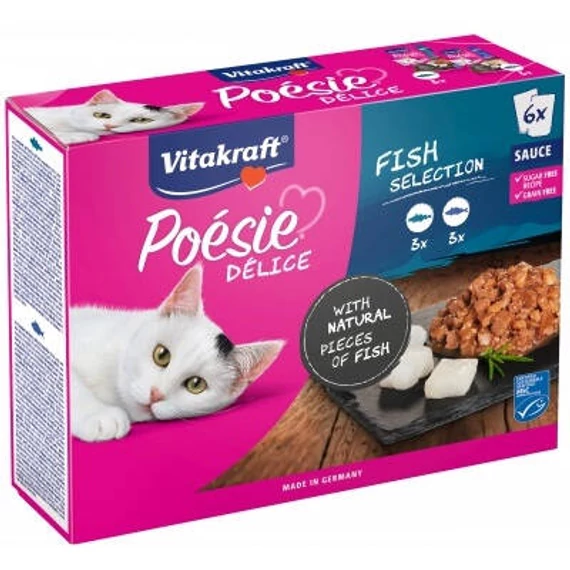 Vitakraft Poésie Délice Sauce Fish Selection - nedvestáp (halas) macskák részére (6x85g)