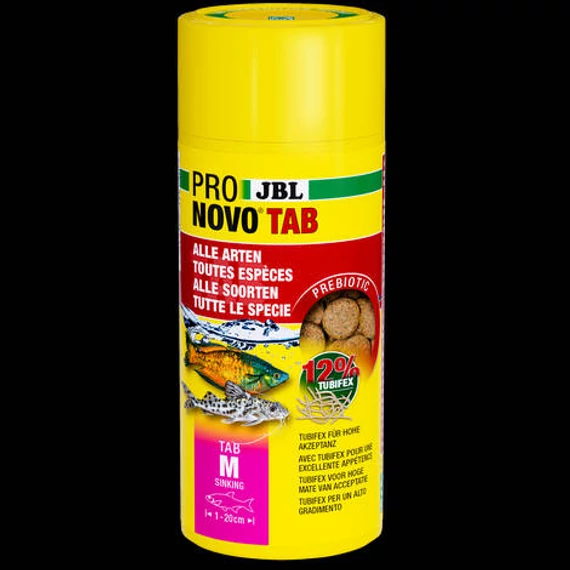 JBL ProNovoTab - Tablettás alapeledel (M-es méret) minden akváriumi hal részére (1-20cm) 250ml/150g