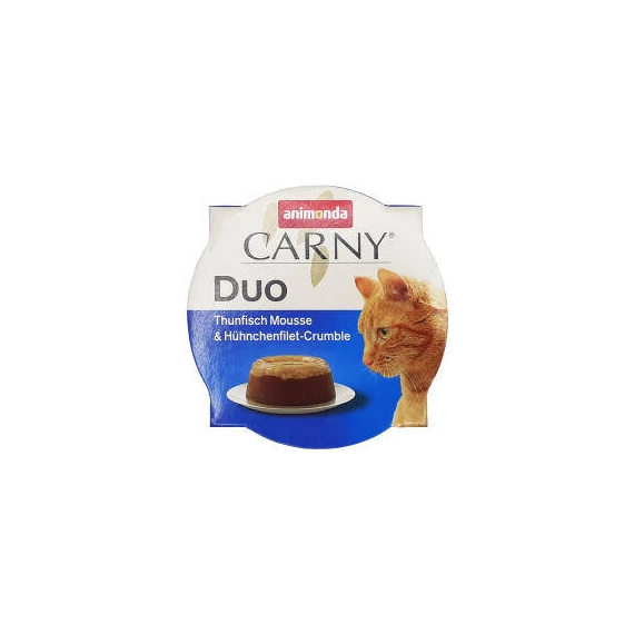 Animonda Carny duo 70g - tálkás eledel (tonhal mousse,csirke filé) felnőtt macskák részére (70g)