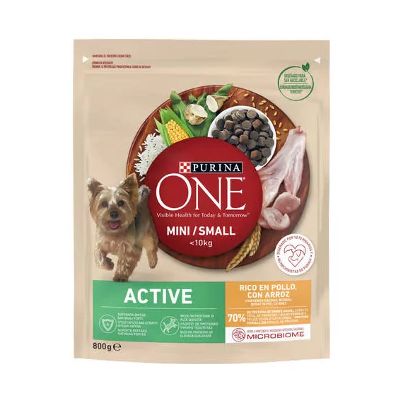 Purina ONE Mini/Small Active - száraztáp (csirke,rizs) kistestű kutyáknak részére (800g)