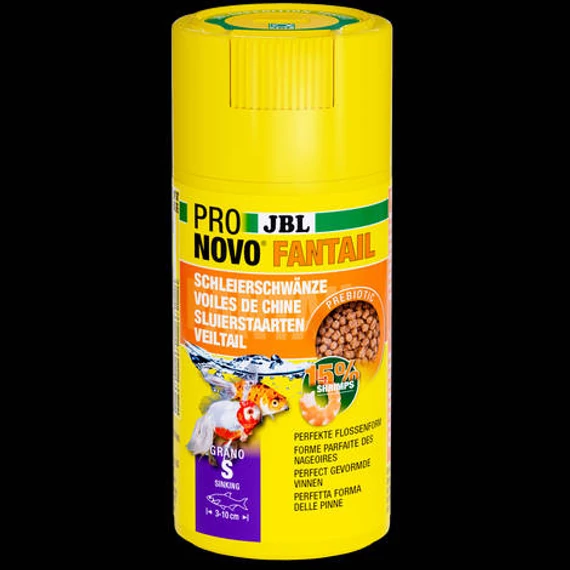 JBL Pronovo Fantail Grano S - Granulált táplálék S-es méretű fátyolhal és egyéb 3-10 cm-es aranyhal fajtákhoz (100ml/56g)