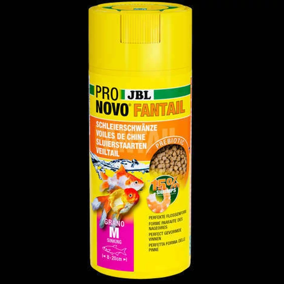 JBL Pronovo Fantail Grano M - Granulált táplálék M-es méretű fátyolhal és egyéb 8-20 cm-es aranyhal fajtákhoz (250ml/145g)